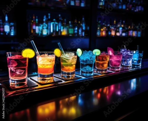 Several colorful cocktails