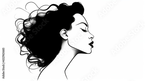 side view of black woman, one line drawing, modern minimalism art, Generative ai photo