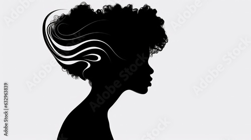 side view of black woman  one line drawing  modern minimalism art  Generative ai