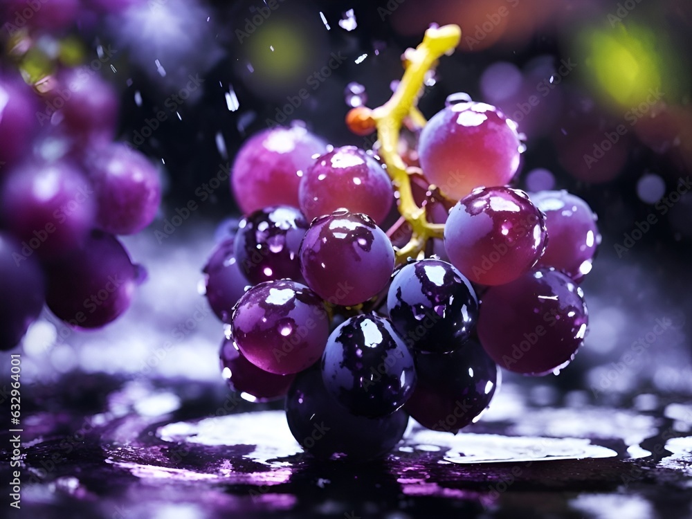 beautiful tasty purple bunch of grapes with water drops all over the bunch beautiful tasty purple bunch of grapes with water drops all over the bunch