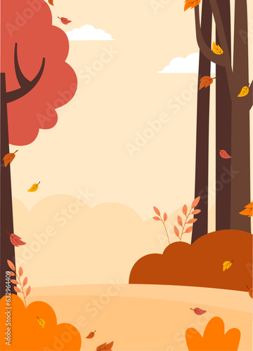 Flat autumn background portrait vector design illustration