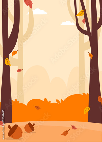 Flat autumn background portrait vector design illustration