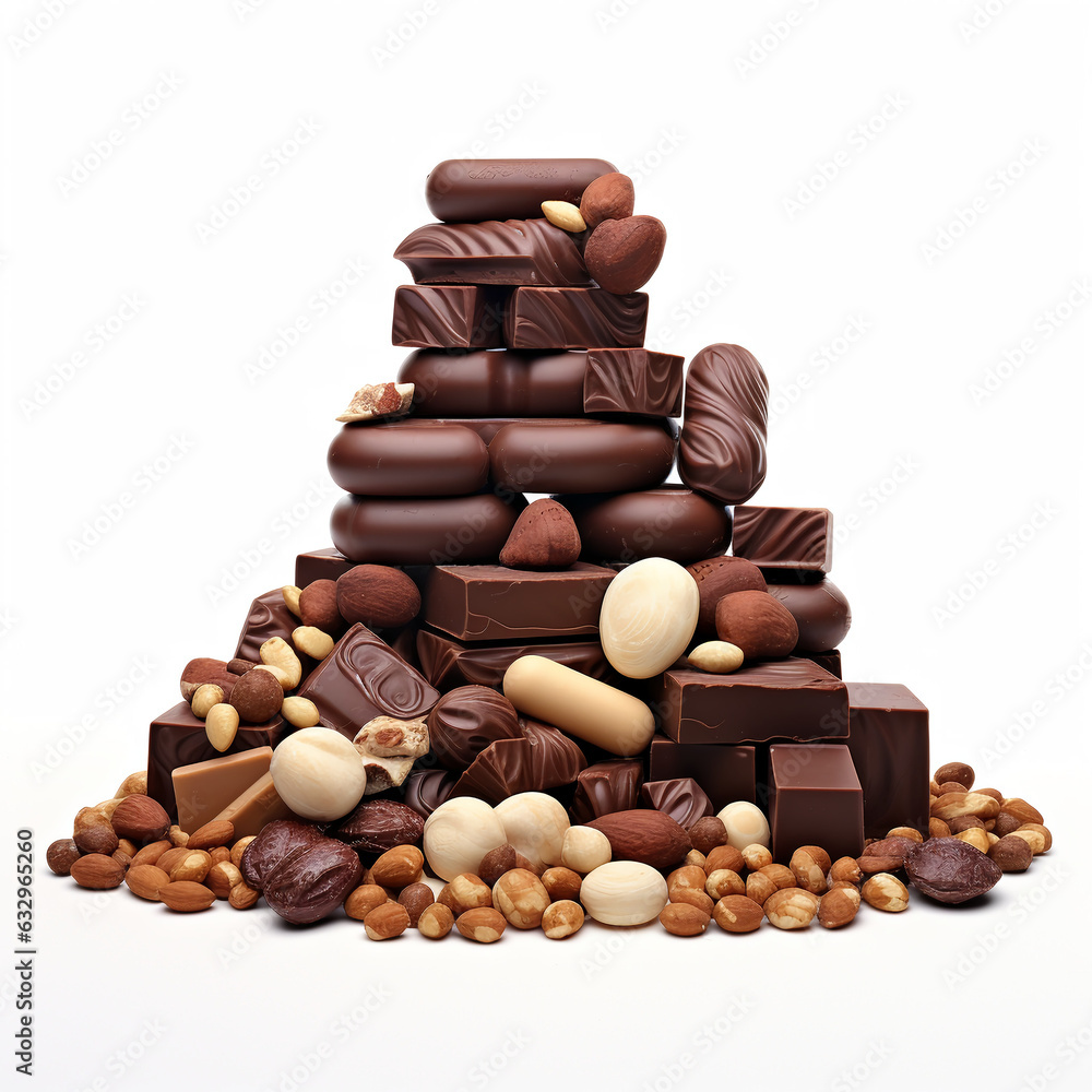 Fototapeta premium chocolate pieces in a slide 