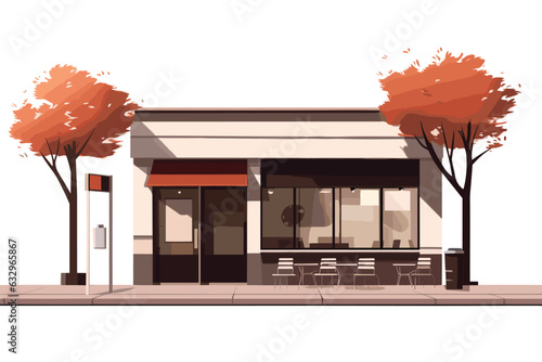 coffee shop exterior vector flat minimalistic isolated illustration