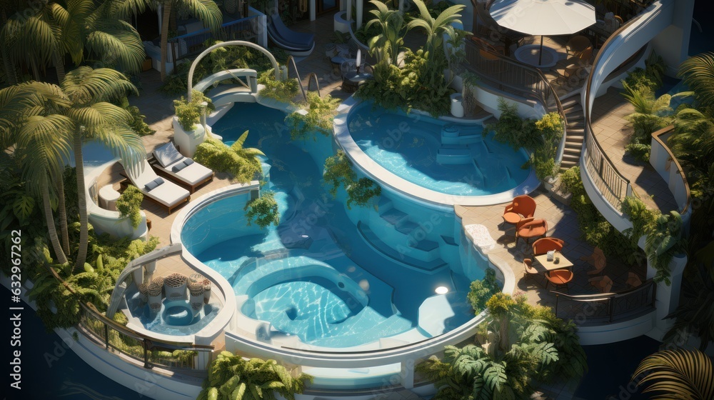 Fototapeta premium swimming pool at the hotel, ai generative