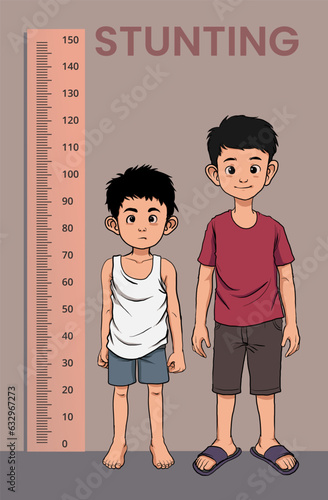 illustration of childhood stunting,  childhood malnutrition photo