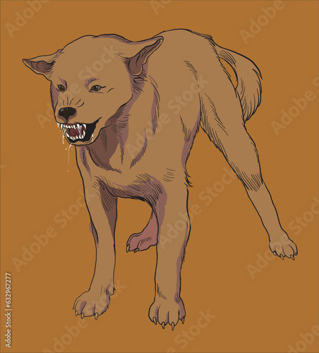 rabid dog growling vector illustration