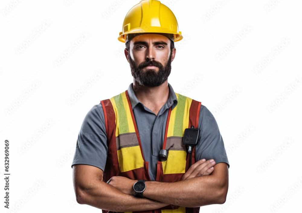 Photo male construction site engineer with a helmet with white background. Photo male construction site engineer with a helmet with white background.
