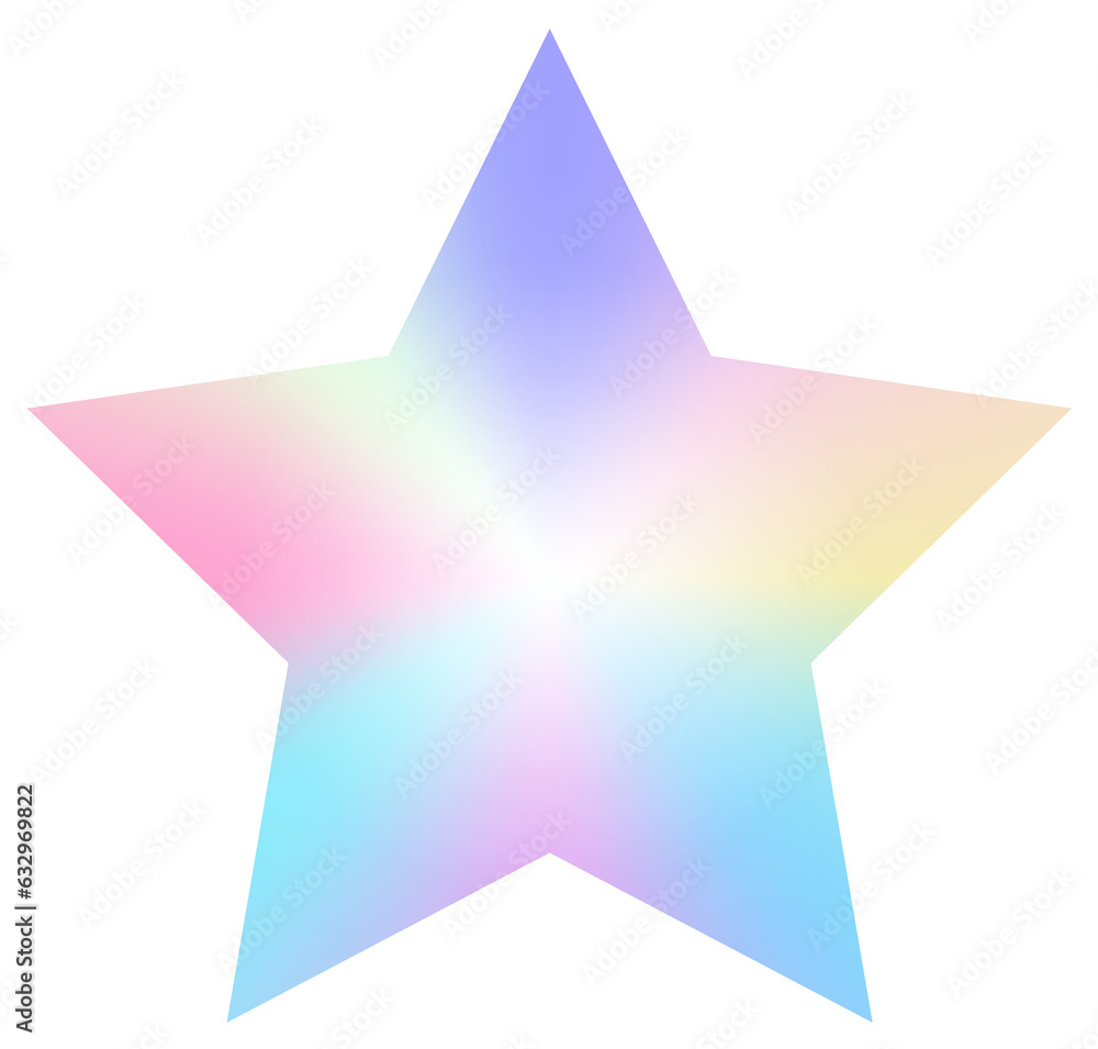 Holograph sticker label gradient star emblem