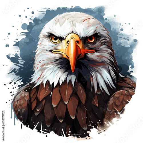 Vector illustration of a bald eagle, front view, havin a serious look