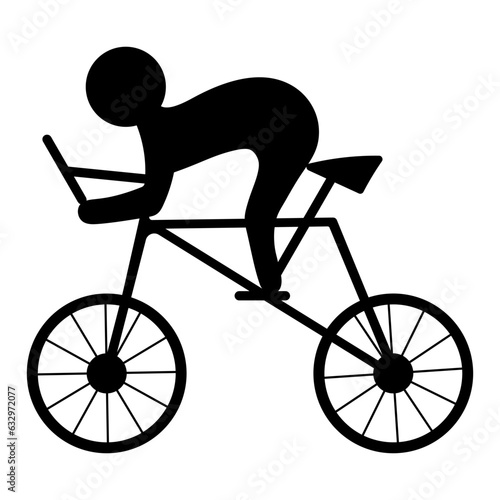 Cycling. Silhouette. Vector illustration. The athlete pedals on a bicycle. Overcoming the distance at speed. Isolated background. Idea for web design.