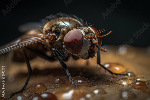 closeup dirty fly on food © waranyu