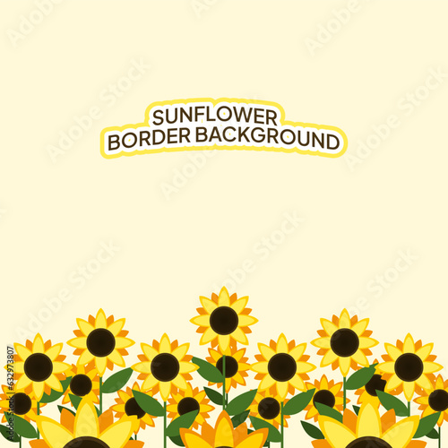 Fototapeta Naklejka Na Ścianę i Meble -  flat design sunflower border design for background in vector