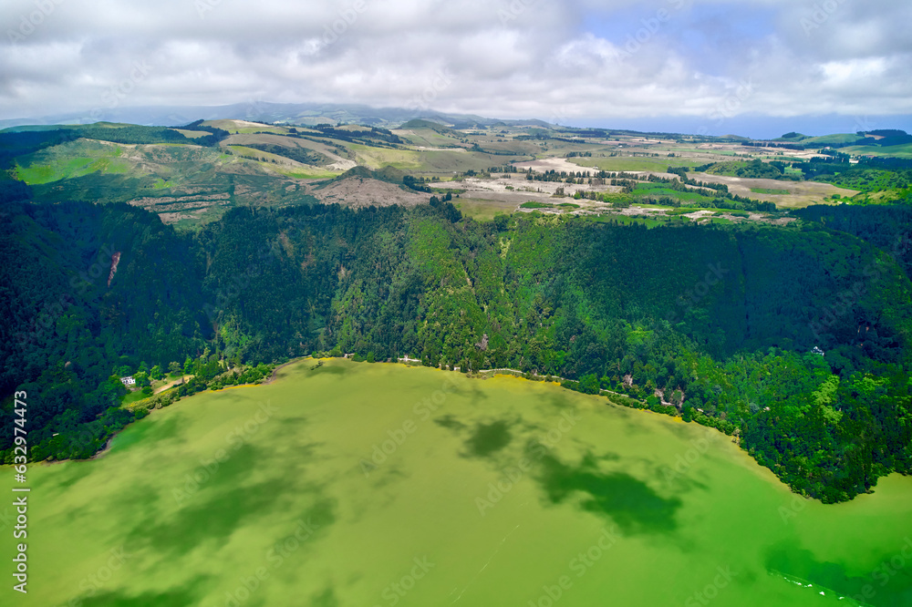 Picturesque Furnas Lake on the Azorean island of Sao Miguel