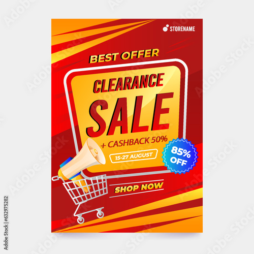 Gradient Golden Clearance Sale Poster Template