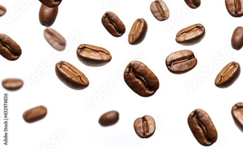 Coffee Bean flying on white background, 3d illustration. 