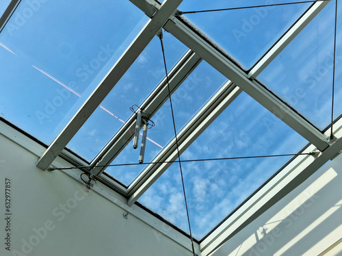 Foto shading of the glazed ceiling of the atrium of the building