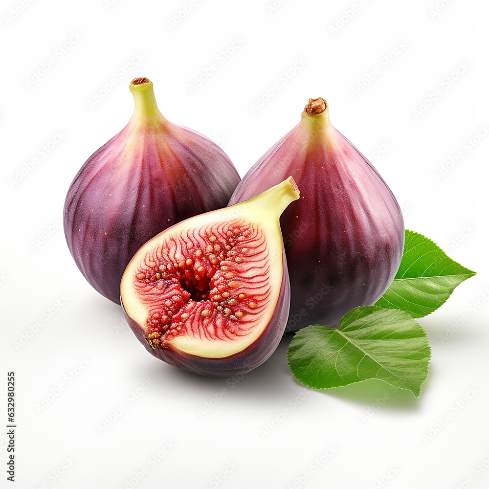 Fresh figs isolated on white background. Made with generative ai Fresh figs isolated on white background. Made with generative ai