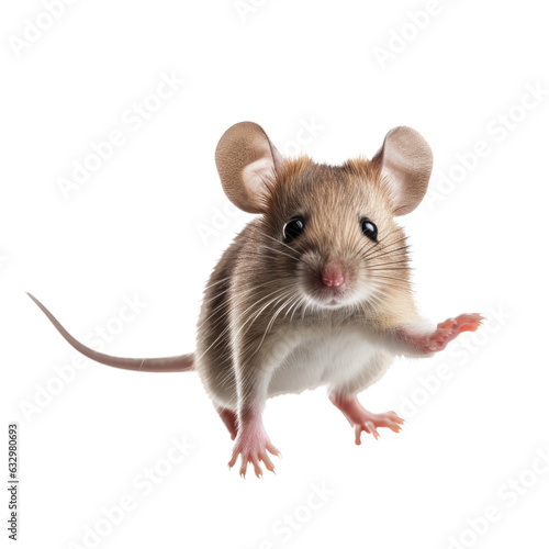  a Mus musculus Field mouse jumping, in motion, frontal view in Nature-themed, photorealistic illustrations in a PNG, cutout, and isolated. Generative AI © Purple Penguin GFX