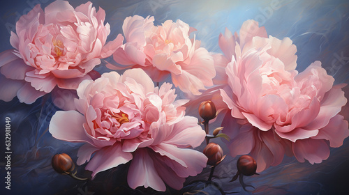 Nature's Ballet: Peony Roses Dancing in the Breeze, Their Petals Floating like Ballerinas 