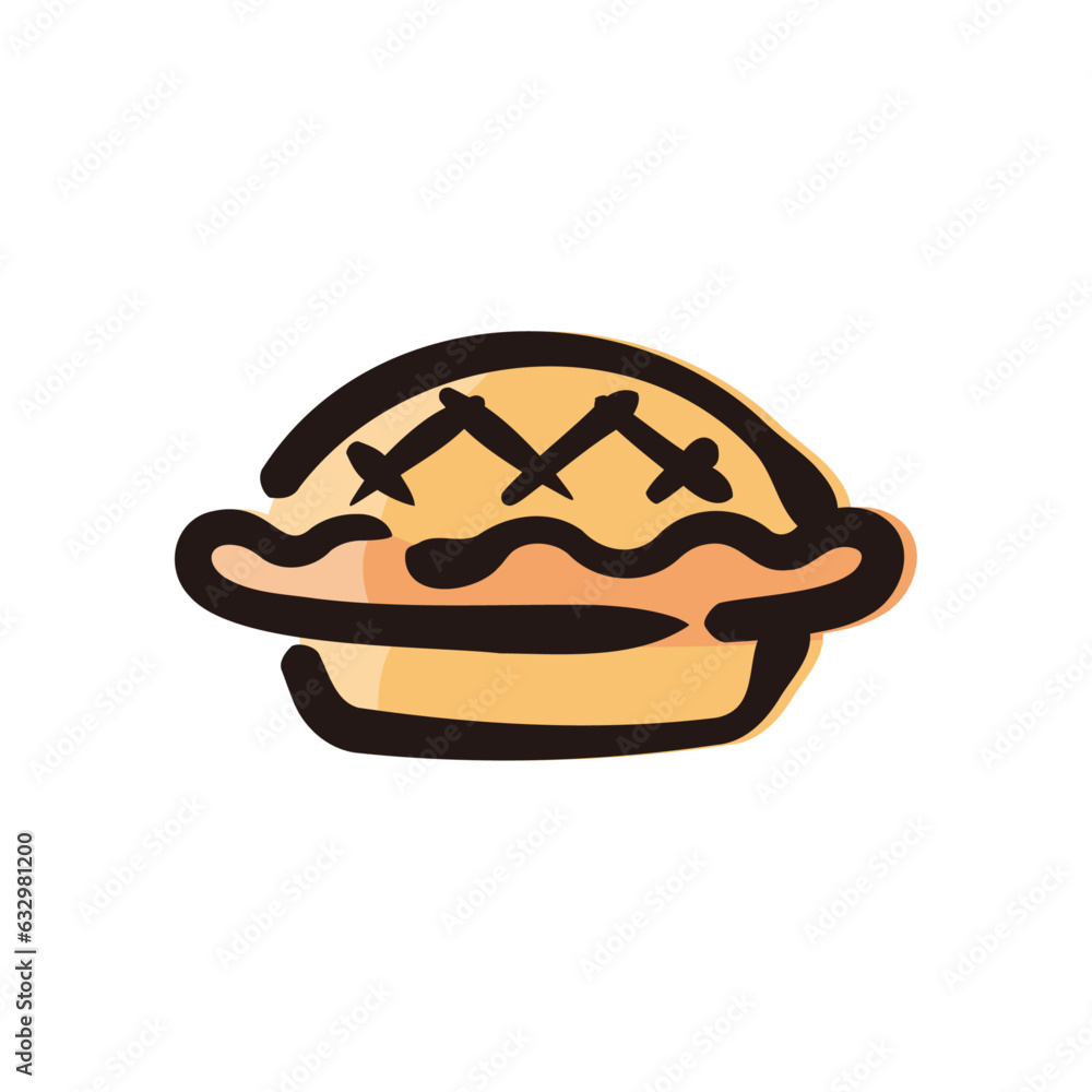 Pie - Sweets and cake icon/illustration (Hand-drawn line, colored version) Pie - Sweets and cake icon/illustration (Hand-drawn line, colored version)