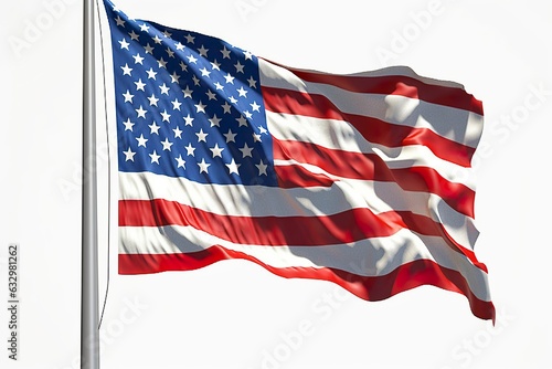 The flag of the United States of America Isolated. solid white backgroud. 