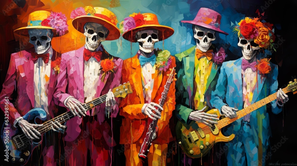 colorful skeletton band