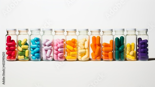 colorful medicine pills in glasses