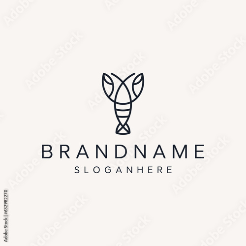 Lobster Crayfish Prawn Shrimp Crab for Seafood Restaurant Classic Vintage luxury logo design