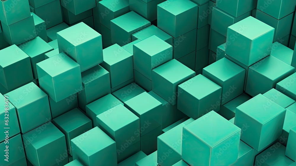 Obraz premium Abstract 3d background, green cubes pattern texture.