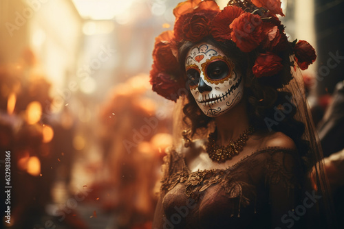 Day of the Dead ( Día de los Muertos).Holiday that reunites the living and dead. Generative AI
