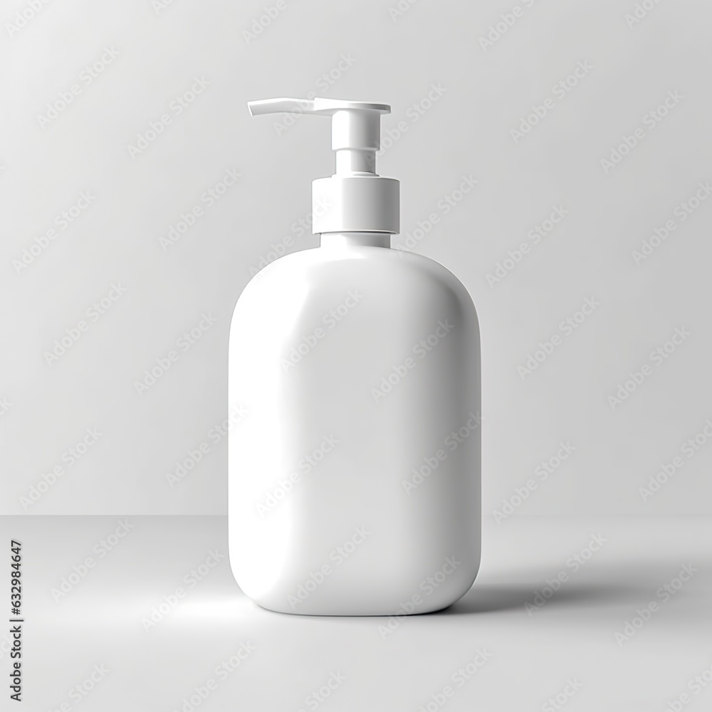Cosmetic rounded all white soap bottle mockup on white table. Cosmetic rounded all white soap bottle mockup on white table.