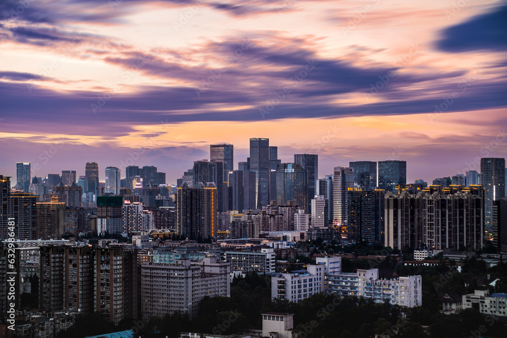 Obraz premium city skyline at sunset