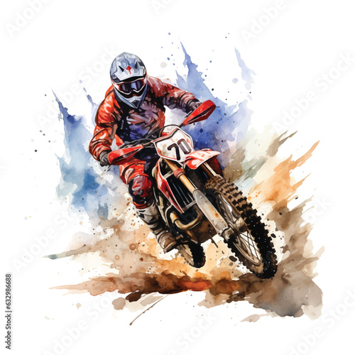 Mountain motobike sport vector watercolor hand painting ilustration