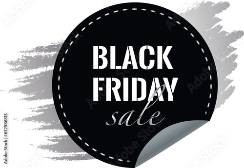 Black Friday sale. black sticker with silver inserts round banner, advertising, vector illustration