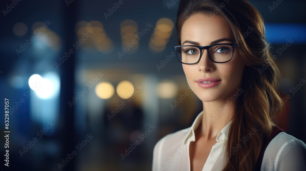 A teacher in glasses stands near the blur classroom
