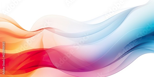 Colorful abstract wave lines flowing horizontally on a white background, ideal for technology, music, science and the digital world. 