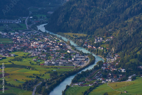 Blick auf Fließ in Österreich von der Piller Höhe aus	 photo