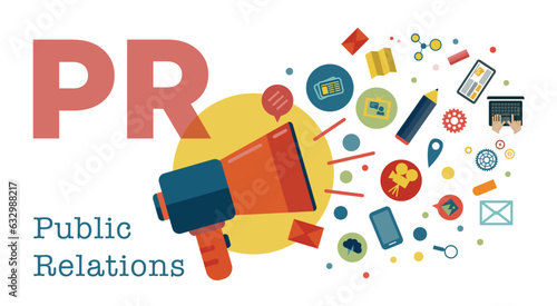 Flat Design Stylish Vector Illustration Megaphone - Public Relations Vector