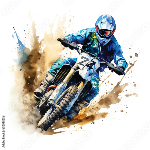 Mountain motobike sport watercolor paint ilustration