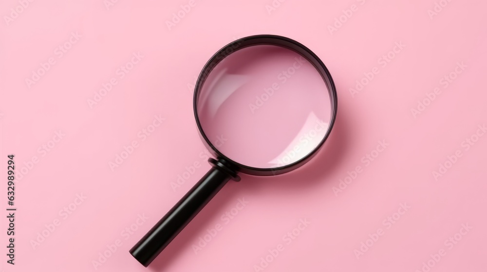 Illustration of a magnifying glass on a pink background Illustration of a magnifying glass on a pink background