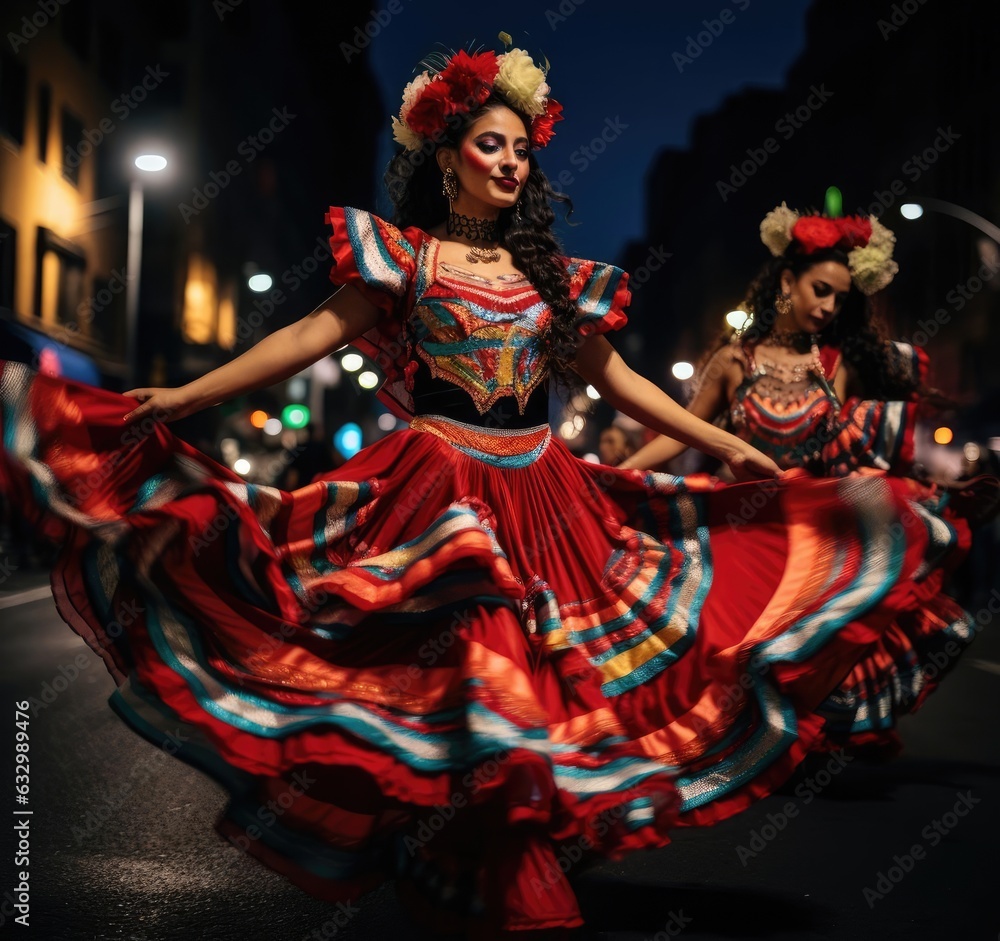 Beautiful Mexican girl is dancing