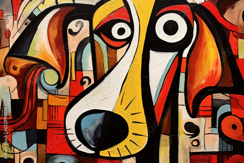 Abstract dog painting. Pet. Animals art. Illustration, Generative AI.