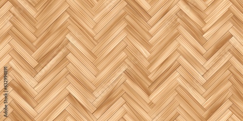 Seamless classic parquet wood floor background texture. Tileable light brown redwood, oak or pine hardwood woven zigzag herringbone repeat pattern. Wooden laminate or linoleum tiles. Generative AI