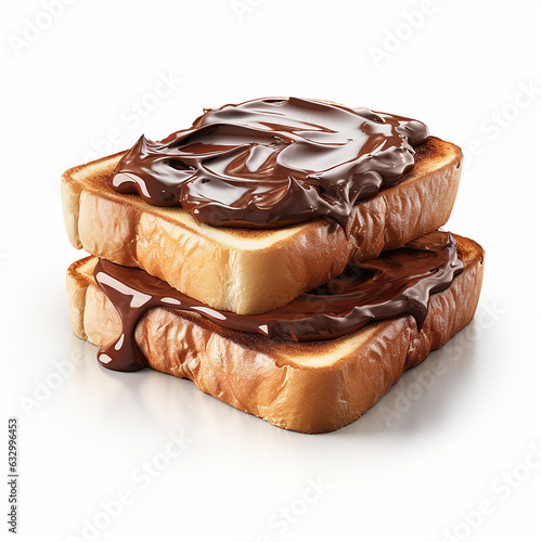 Toasts with chocolate butter isolated on white background. Made with generative ai