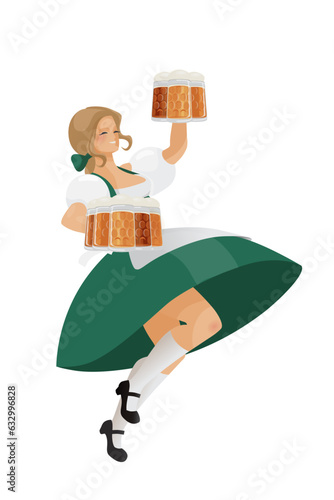 Oktoberfest beergirl carrying a beer steins © JeraRS