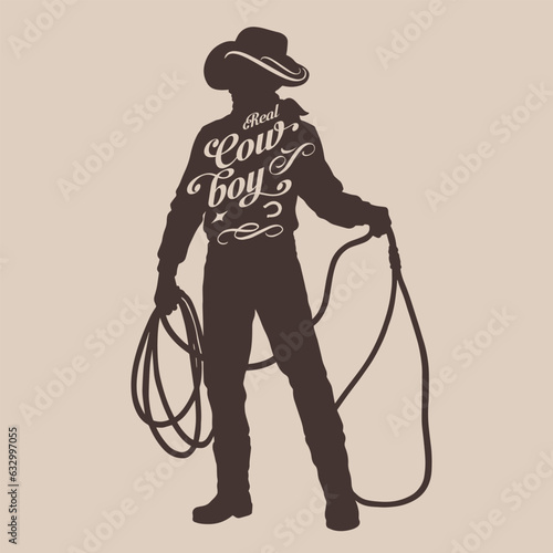 Cowboy silhouette vintage logotype monochrome