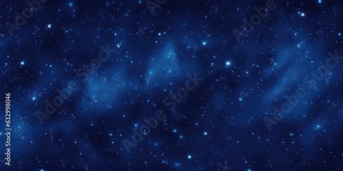 Seamless outer space background texture. Tileable deep royal blue celestial stars and nebula in the night sky wallpaper or backdrop. High resolution astrology or astronomy pattern. 3D, Generative AI