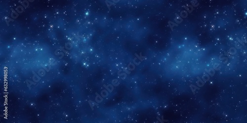 Seamless outer space background texture. Tileable deep royal blue celestial stars and nebula in the night sky wallpaper or backdrop. High resolution astrology or astronomy pattern. 3D  Generative AI