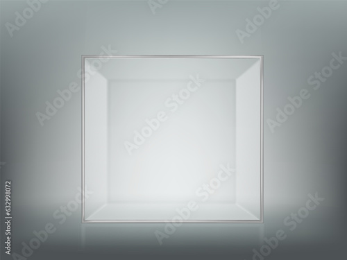 Glass empty cube template. Vector mockup for presentation